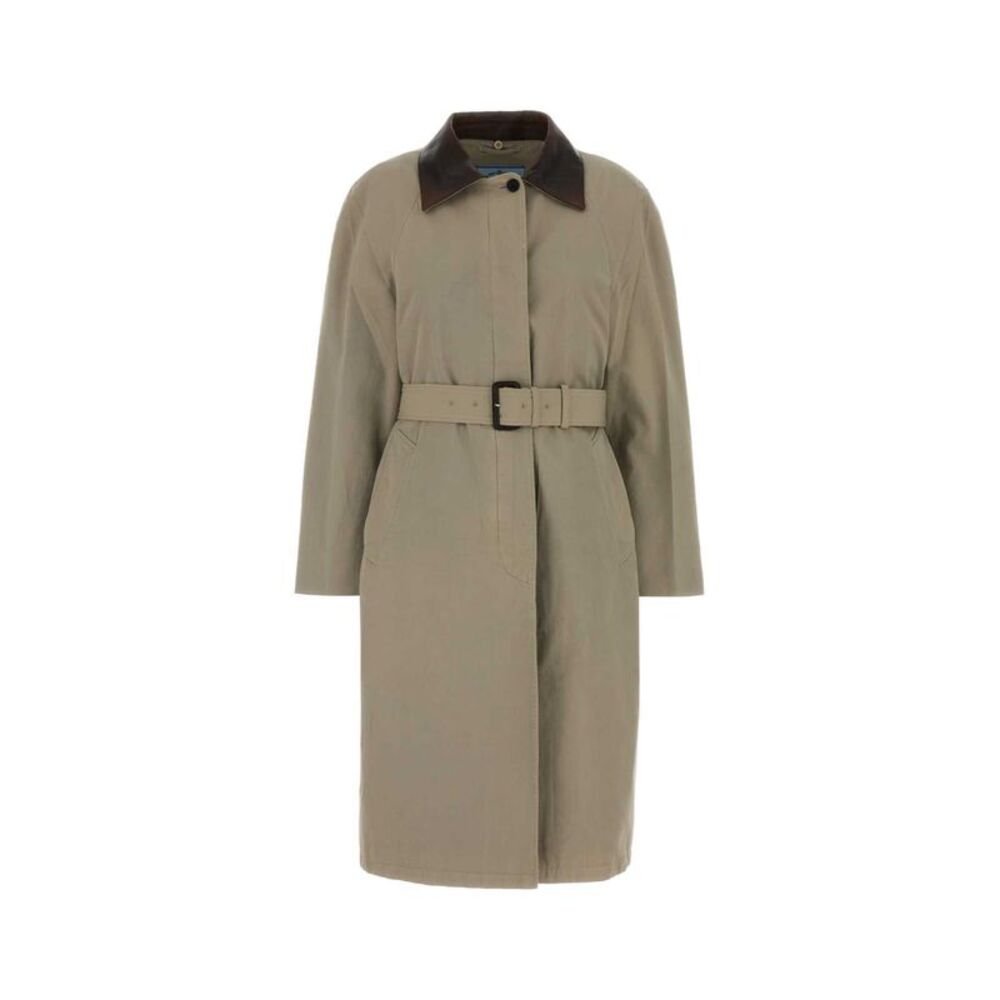 Prada Women Dove Grey Cotton Overcoat